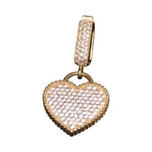 Double-sided 14k Gold Full Crystal Necklace Pendant Charm 4.6 Grams